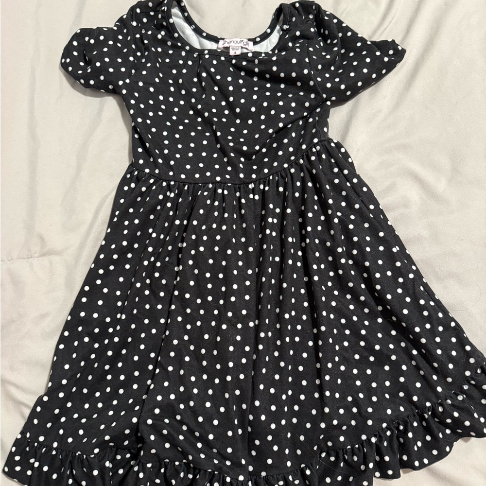 Chenault Black and White Polka Dot Kids Dress